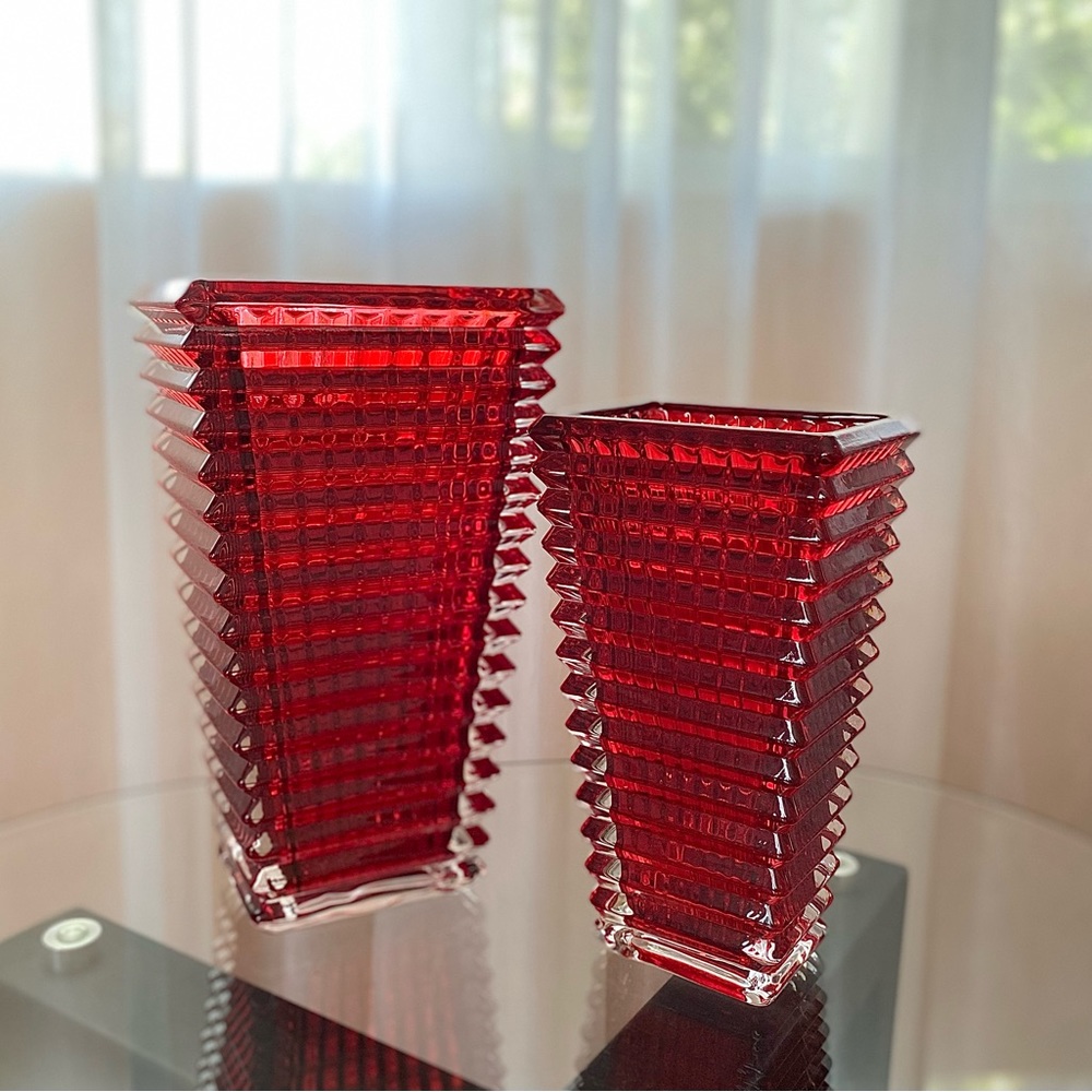 RECTANGULAR GLASS VASE 11" TALL